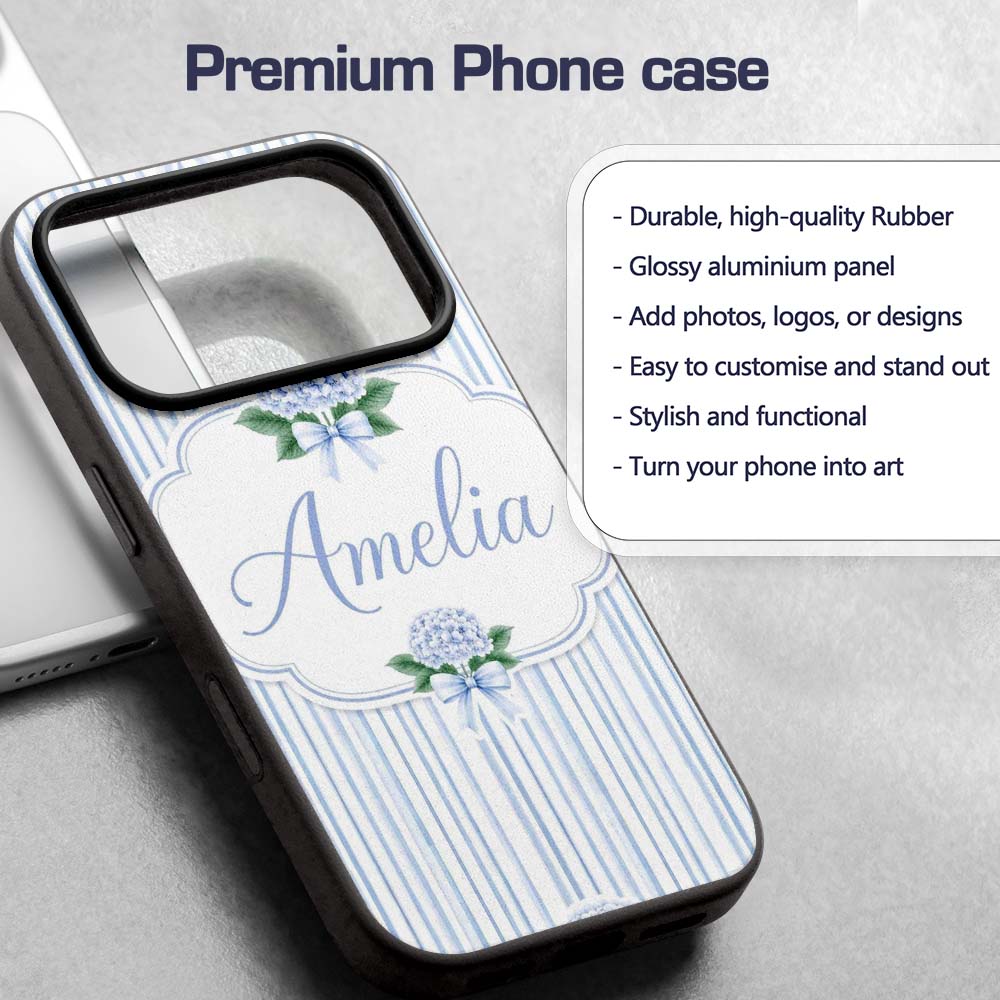 Blue Vertical Stripe Classic Seamless Pattern Custom Name Protective Phone Case Mobile Cover Durable Everyday Smartphone Shock Resistant