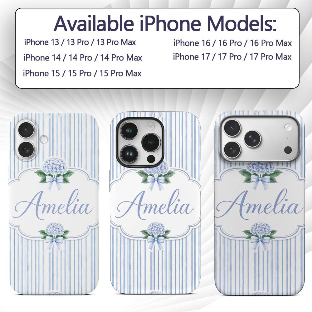 Blue Vertical Stripe Classic Seamless Pattern Custom Name Protective Phone Case Mobile Cover Durable Everyday Smartphone Shock Resistant