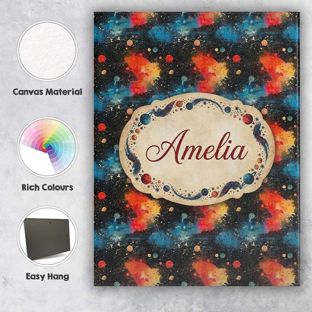 Personalised Name Abstract Cosmic Paint Custom Modern Room Accent Elegant Feature Canvas Wall Art Print Decor Picture Ready to Hang