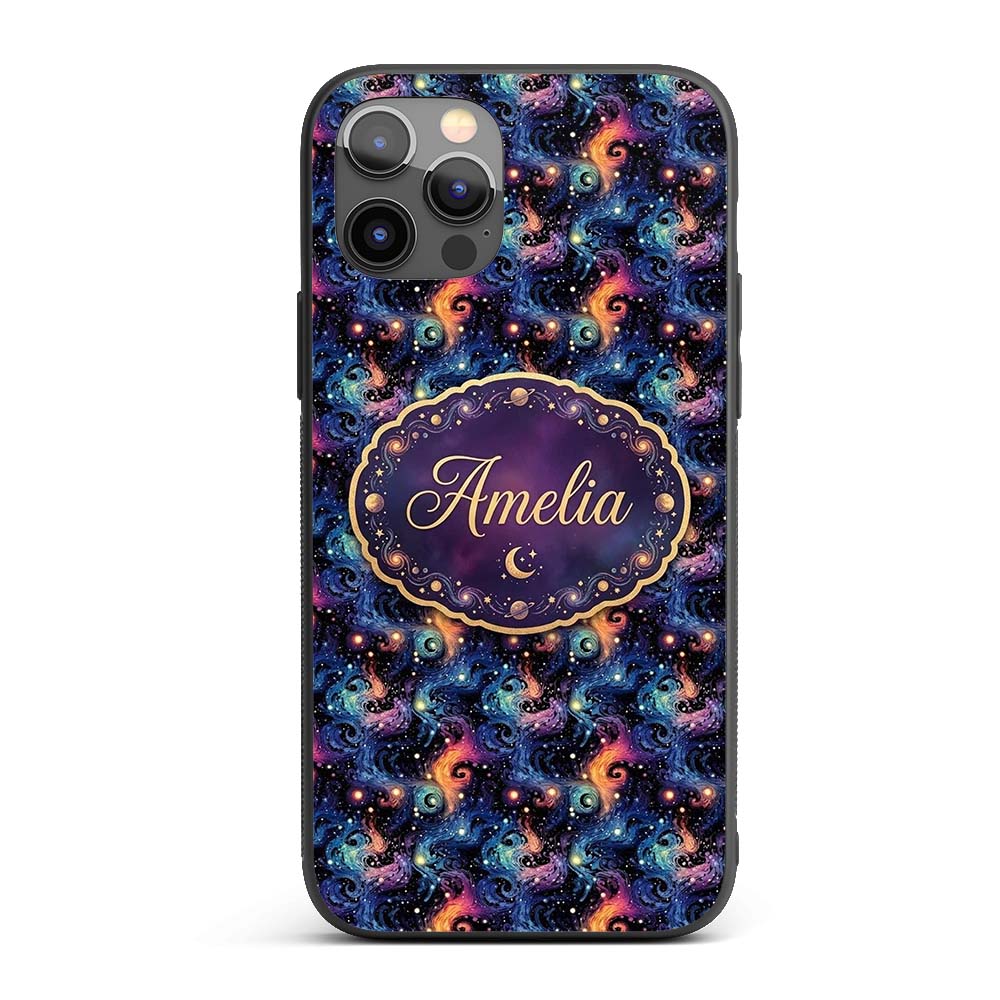 Swirling Colorful Galaxy Abstract Space Seamless Custom Name Protective Phone Case Mobile Cover Durable Everyday Smartphone Shock Resistant