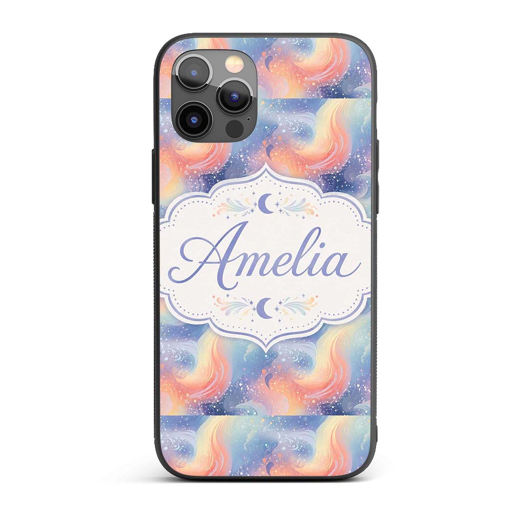 Soft Pastel Swirl Galaxy Space Seamless Pattern Custom Name Protective Phone Case Mobile Cover Durable Everyday Smartphone Shock Resistant
