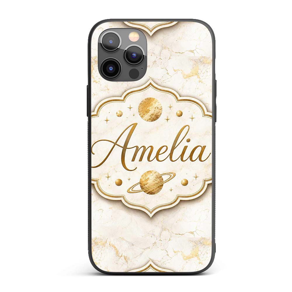 Luxurious White Marble with Gold Veins Seamless Custom Name Protective Phone Case Mobile Cover Durable Everyday Smartphone Shock Resistant