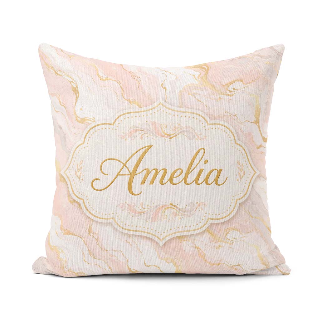Custom Name Elegant White Marble with Veining Seamless Pattern Square Filled Cushion Throw Pillow Sofa Bed Home Decor Zip Washable UK Made