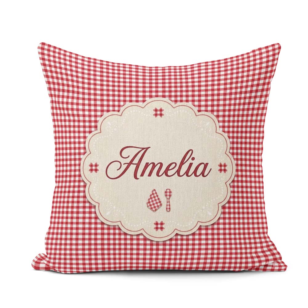 Custom Name Classic Navy Blue Gingham Check Seamless Pattern Square Filled Cushion Throw Pillow Sofa Bed Home Decor Zip Washable UK Made
