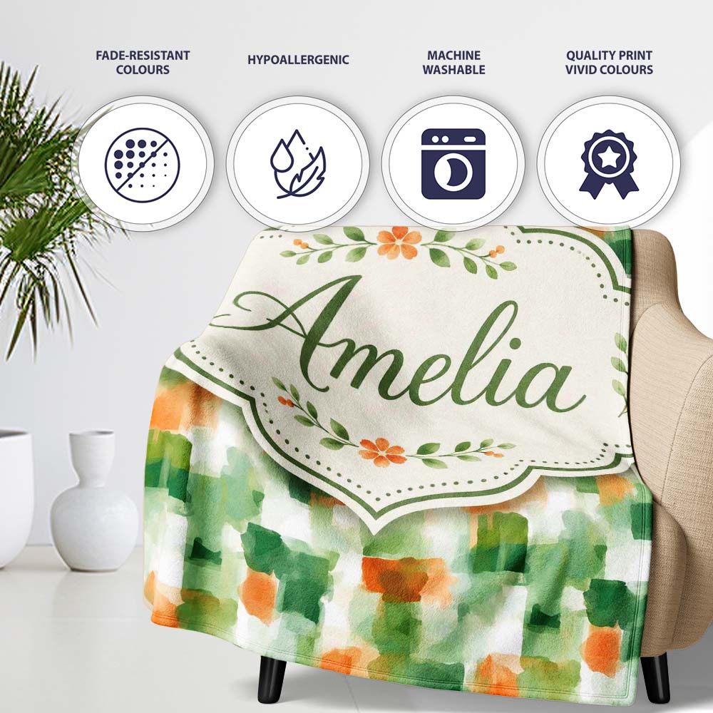 Modern Blue Geometric Lattice Abstract Seamless Pattern Lovely Personalised Custom Name Super Soft Fleece Blanket Bed Sofa Throw