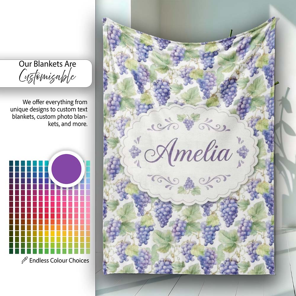 Green and Orange Watercolour Square Abstract Seamless Pattern Lovely Personalised Custom Name Super Soft Fleece Blanket Bed Sofa Throw