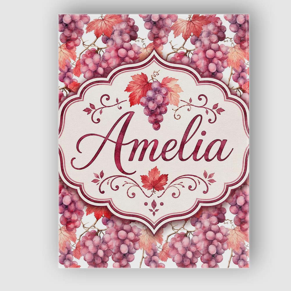 Personalised Name Realistic Purple Grapes Custom Unique Gift Idea Elegant Feature Canvas Wall Art Print Decor Picture Ready to Hang