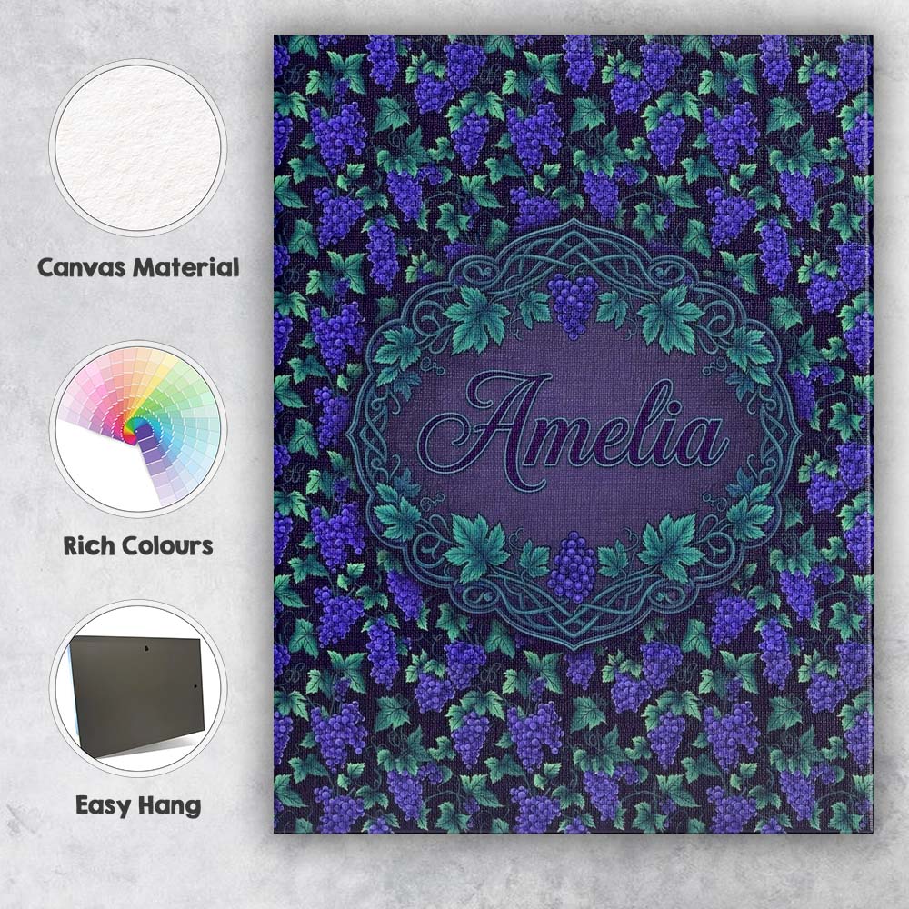 Personalised Name Vibrant Neon Purple Custom Modern Room Accent Creative Decorator Style Canvas Wall Art Print Decor Picture Ready to Hang