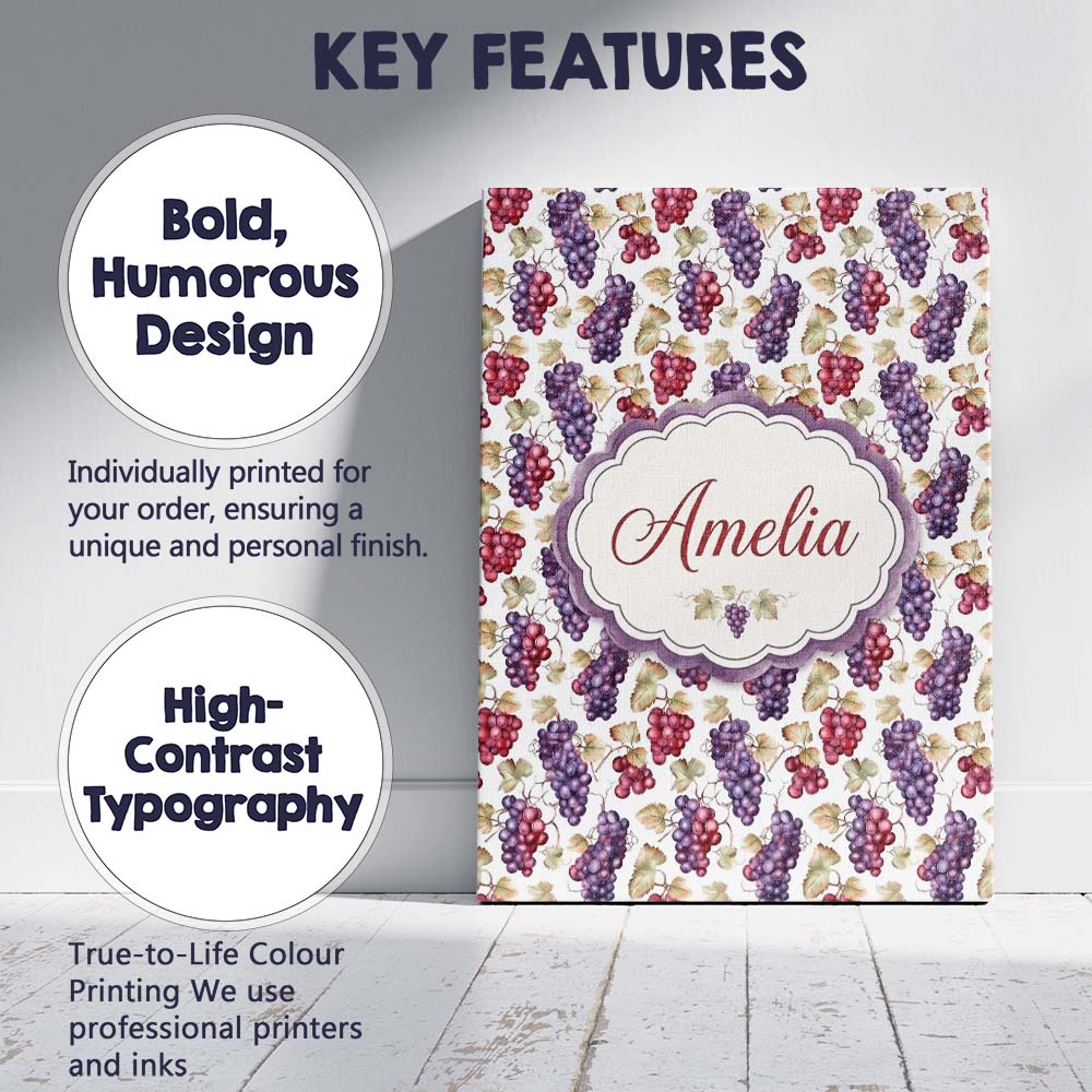 Personalised Name Mixed Red and Purple Custom Modern Room Accent Elegant Feature Canvas Wall Art Print Decor Picture Ready to Hang