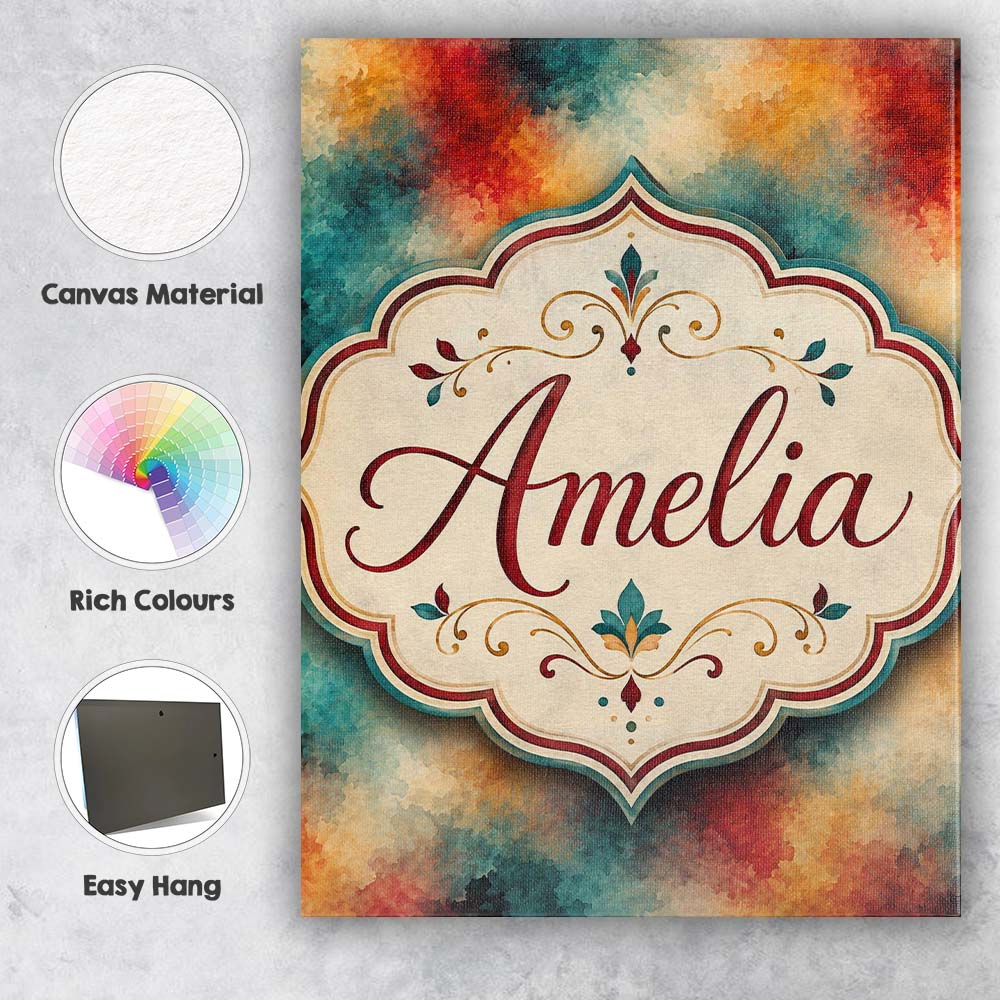 Personalised Name Abstract Watercolour Custom Modern Room Accent Elegant Feature Canvas Wall Art Print Decor Picture Ready to Hang