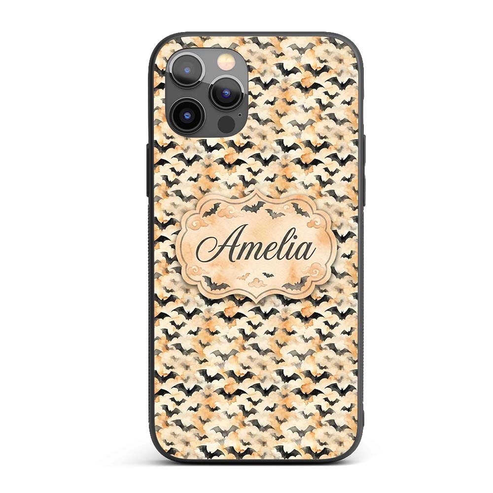 Soft Neutral Bats and Misty Clouds Printed Design Custom Name Protective Phone Case Mobile Cover Durable Everyday Smartphone Shock Resistant