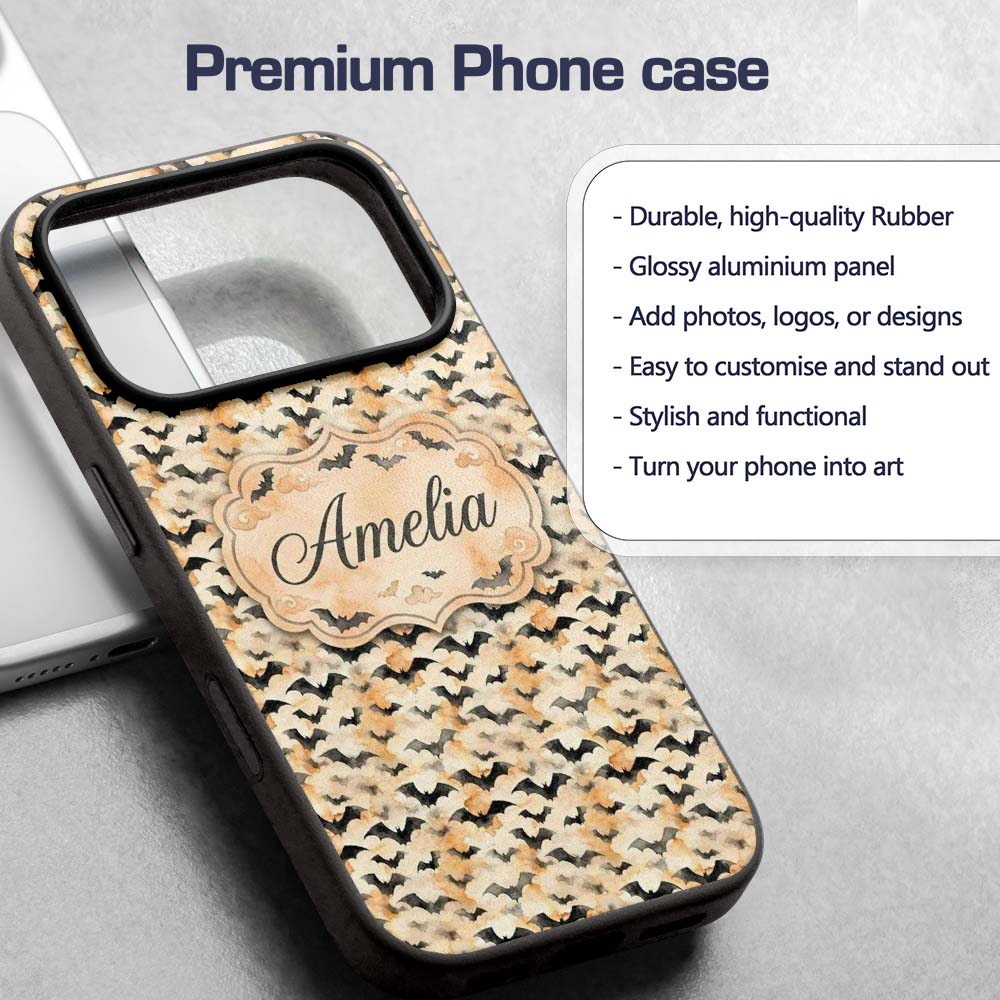 Soft Neutral Bats and Misty Clouds Printed Design Custom Name Protective Phone Case Mobile Cover Durable Everyday Smartphone Shock Resistant