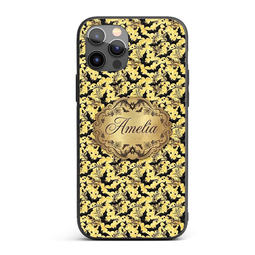 Minimal Bats in Soft Beige and Grey Cloud Texture Custom Name Protective Phone Case Mobile Cover Durable Everyday Smartphone Shock Resistant