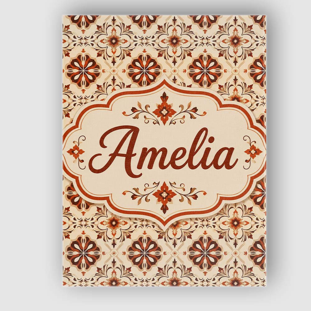 Personalised Name Rustic Geometric Floral Custom Unique Gift Idea Elegant Feature Canvas Wall Art Print Decor Picture Ready to Hang