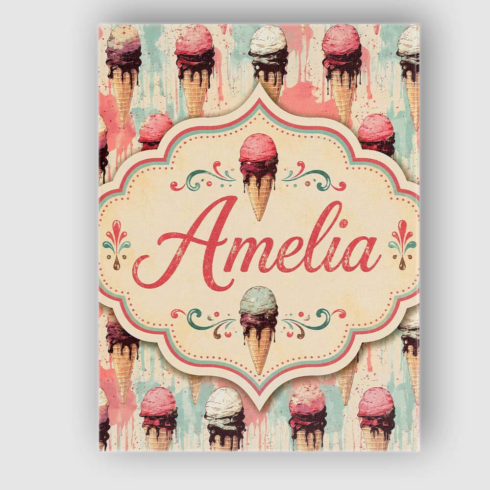 Personalised Name Grunge Style Melting Ice Custom Unique Gift Idea Elegant Feature Canvas Wall Art Print Decor Picture Ready to Hang