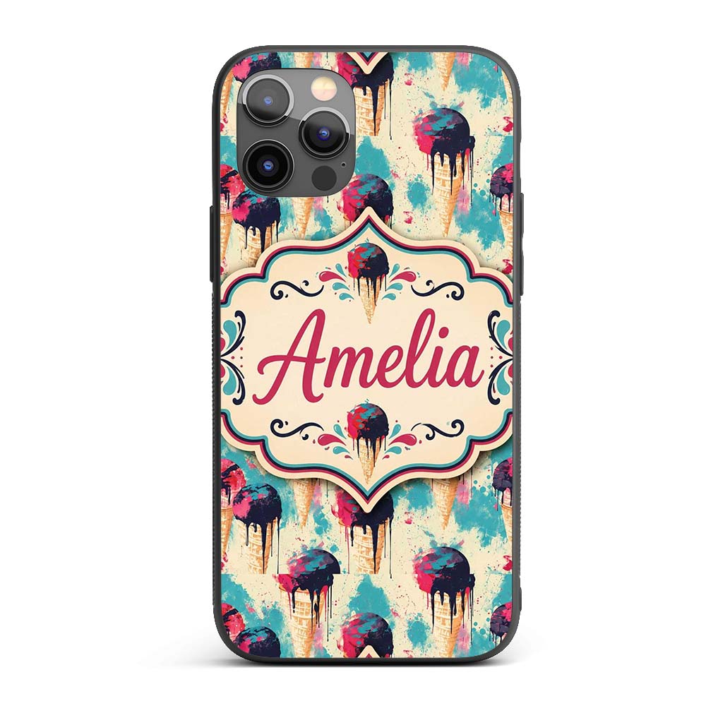 Retro Multi Flavour Ice Cream Printed Design Custom Name Protective Phone Case Mobile Cover Durable Everyday Smartphone Shock Resistant