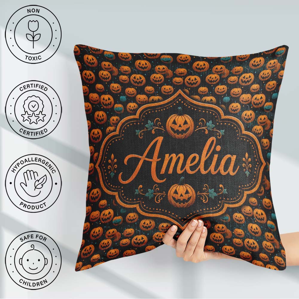 Custom Name Hanging with Teal Accents on Dark Striped Background Square Filled Cushion Throw Pillow Sofa Bed Home Decor Zip Washable UK Made