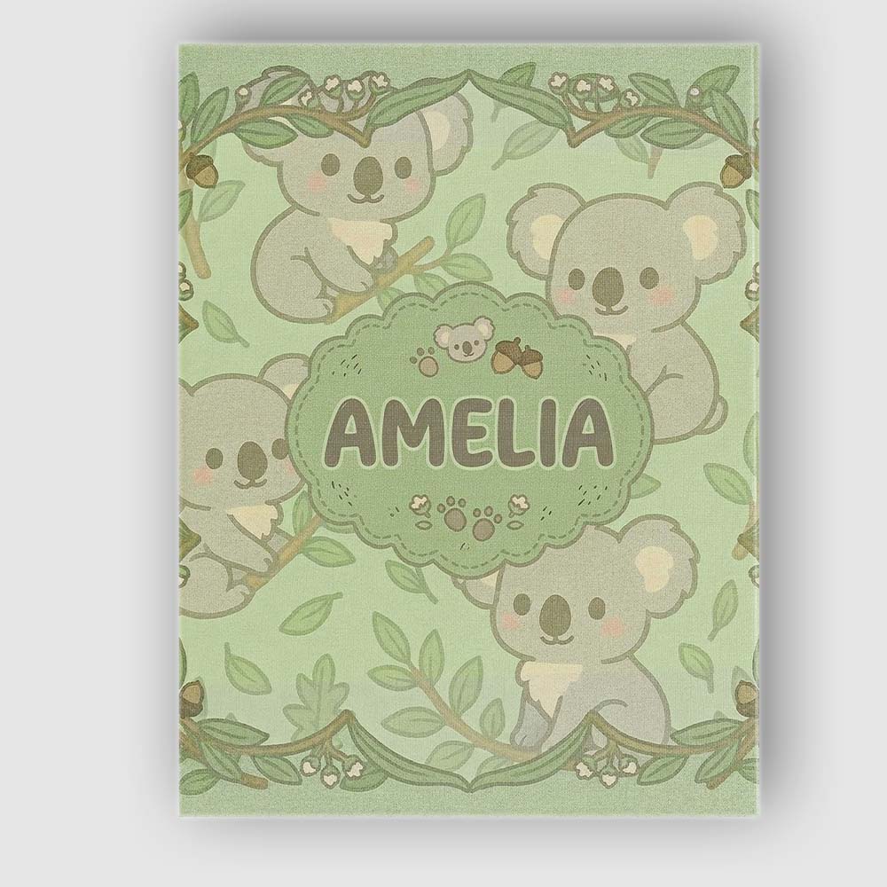 Personalised Name Cute Koala Cartoon Animal Pattern Thoughtful Custom Decorative Canvas Wall Art Print Decor Picture Ready to Hang