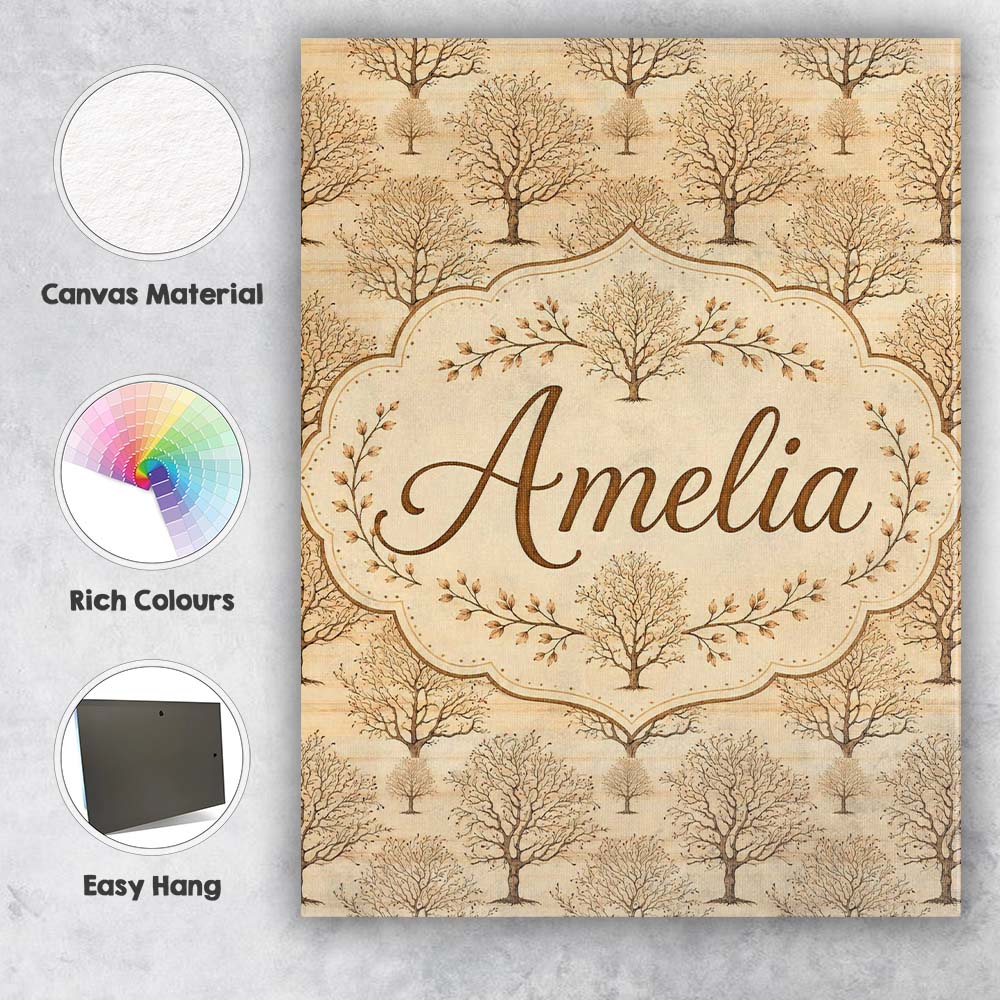 Personalised Name Rustic Bare Trees Woodland Custom Bespoke Contemporary Display Canvas Wall Art Print Decor Picture Ready to Hang