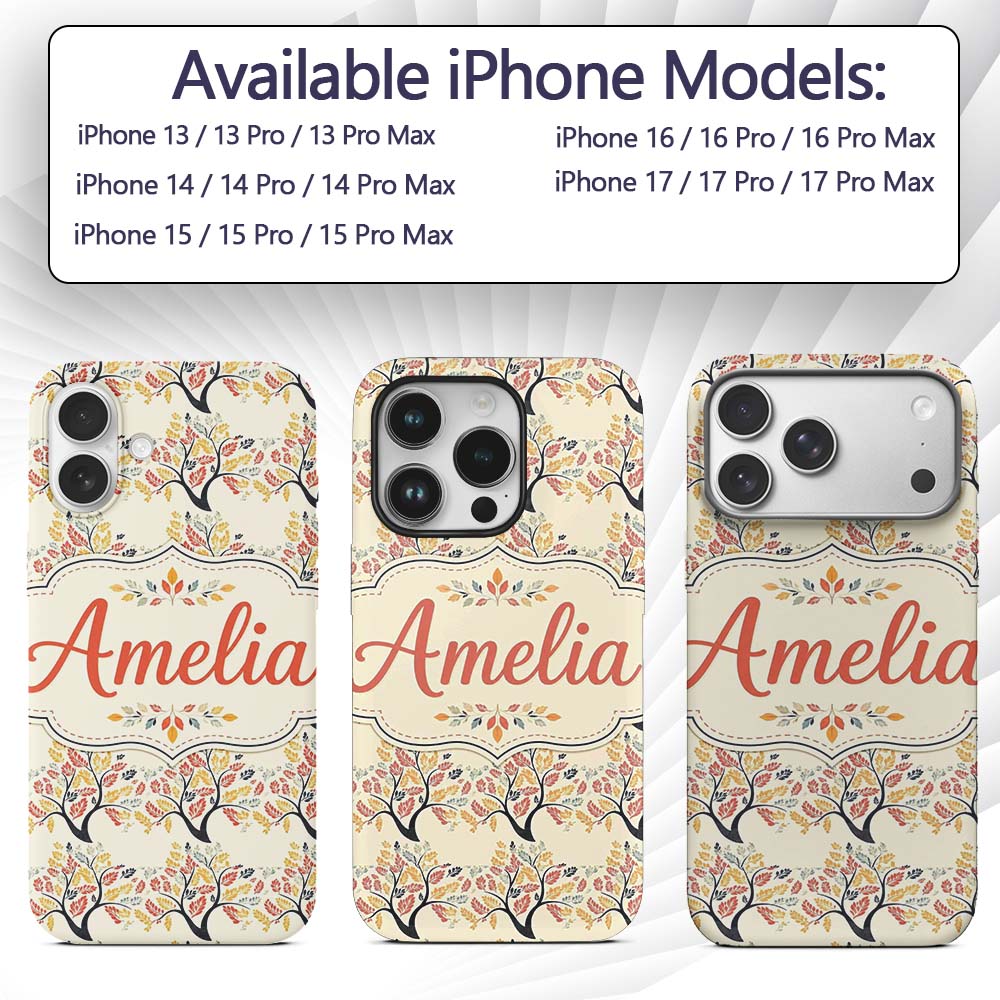 Decorative Branch Trees with Decorative Design Custom Name Protective Phone Case Mobile Cover Durable Everyday Smartphone Shock Resistant