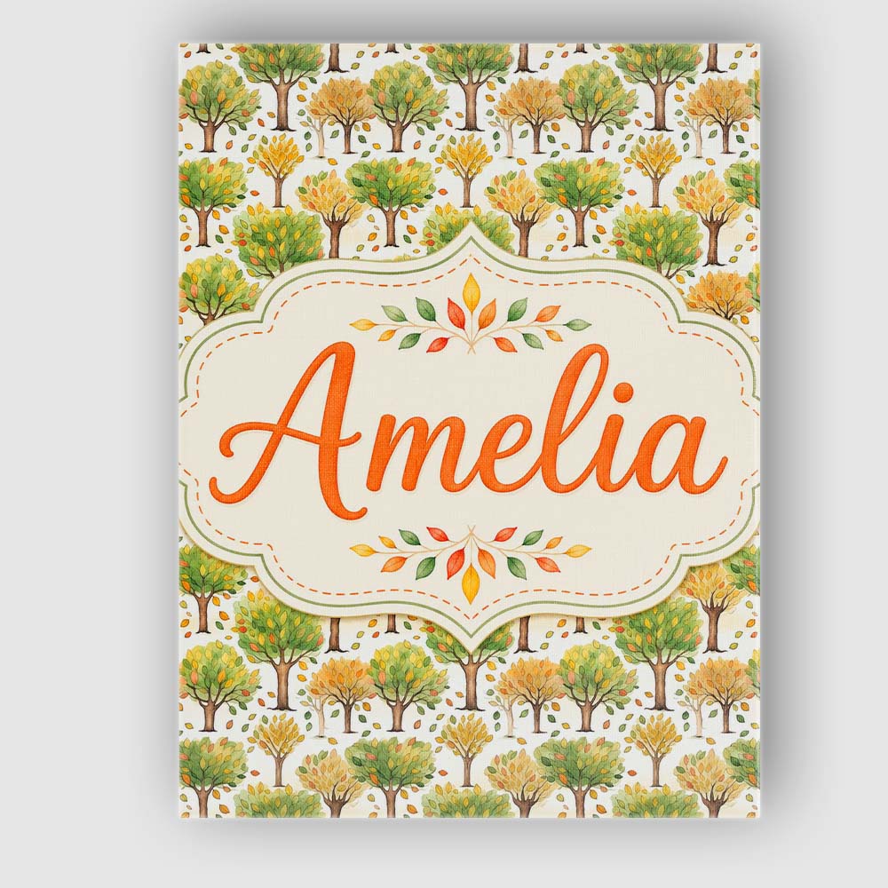 Personalised Name Watercolour Autumn Trees Custom Unique Gift Idea Elegant Feature Canvas Wall Art Print Decor Picture Ready to Hang