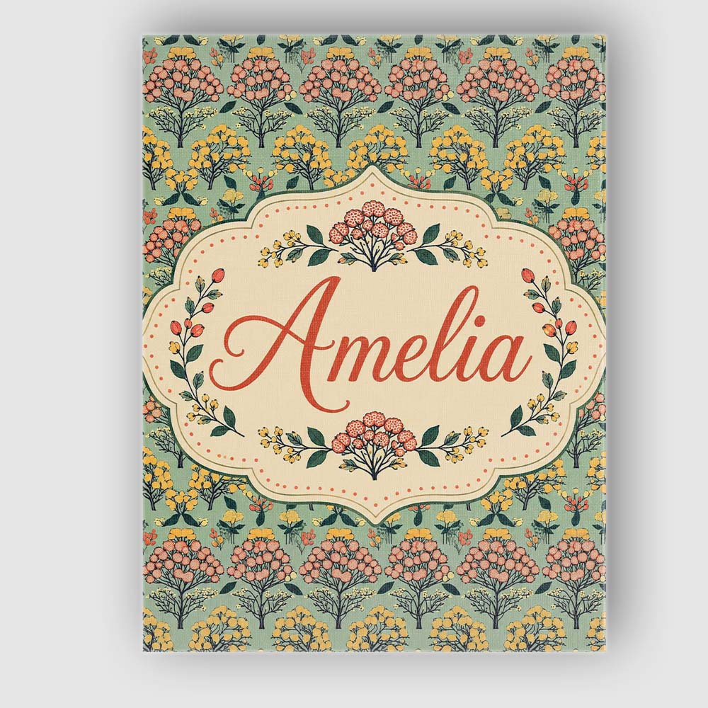 Personalised Name Floral Botanical Bush Custom Modern Room Accent Elegant Feature Canvas Wall Art Print Decor Picture Ready to Hang