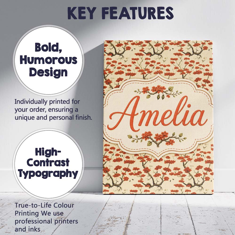 Personalised Name Elegant Oriental Style Custom Interior Decorative Contemporary Canvas Wall Art Print Decor Picture Ready to Hang