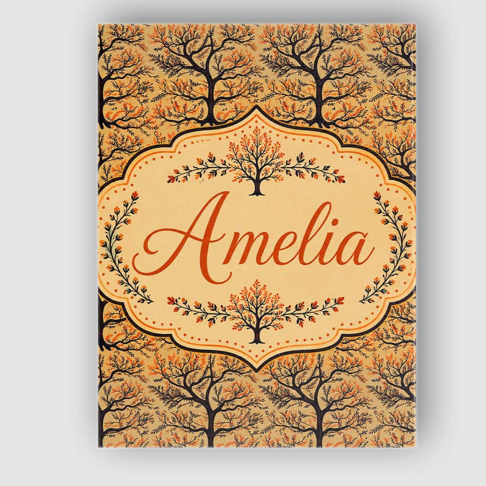 Personalised Name Autumn Branch Silhouette Custom Unique Gift Idea Elegant Feature Canvas Wall Art Print Decor Picture Ready to Hang