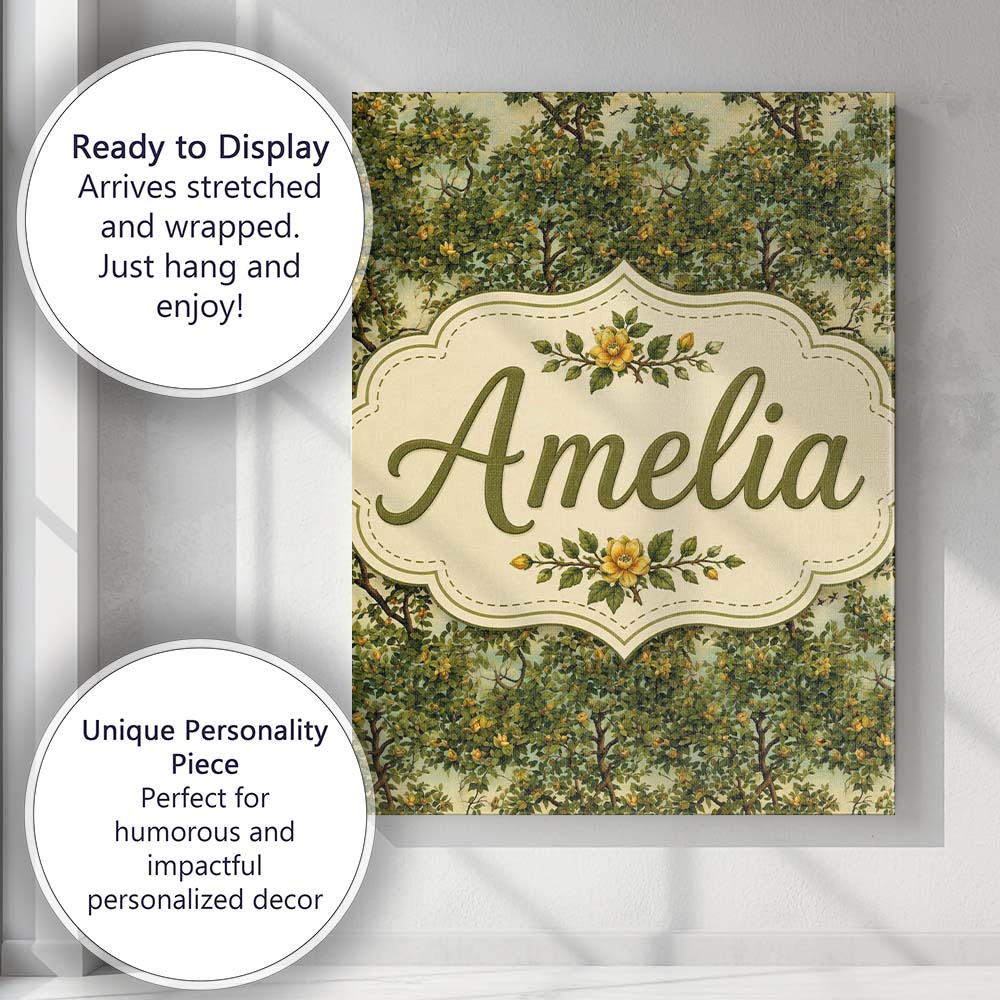 Personalised Name Lush Green Orchard Trees Custom Unique Gift Idea Elegant Feature Canvas Wall Art Print Decor Picture Ready to Hang