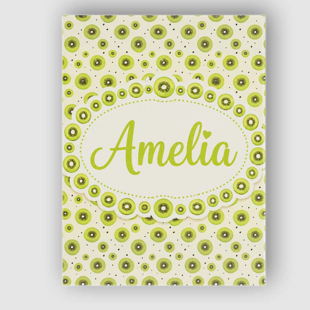 Personalised Name Minimal Kiwi Slice and Custom Unique Gift Idea Elegant Feature Canvas Wall Art Print Decor Picture Ready to Hang