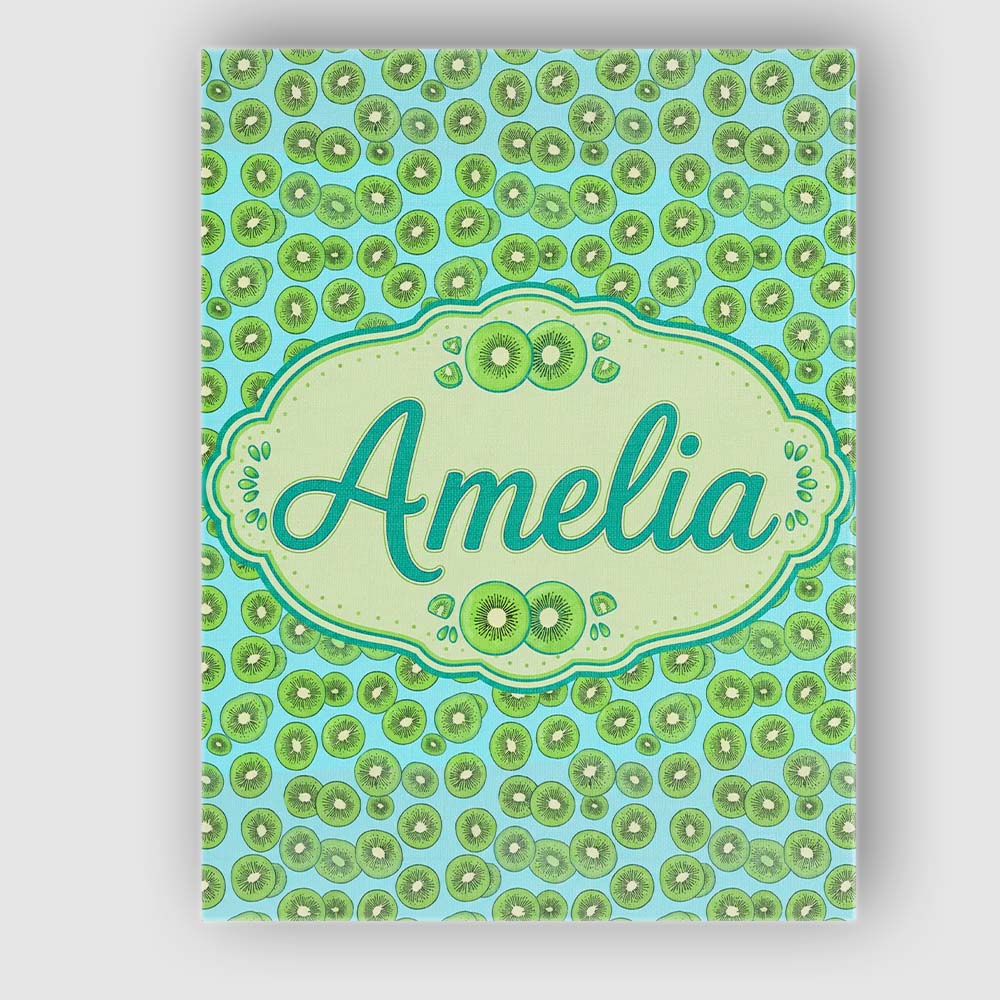 Personalised Name Small Kiwi Slice Repeating Custom Bespoke Contemporary Display Canvas Wall Art Print Decor Picture Ready to Hang