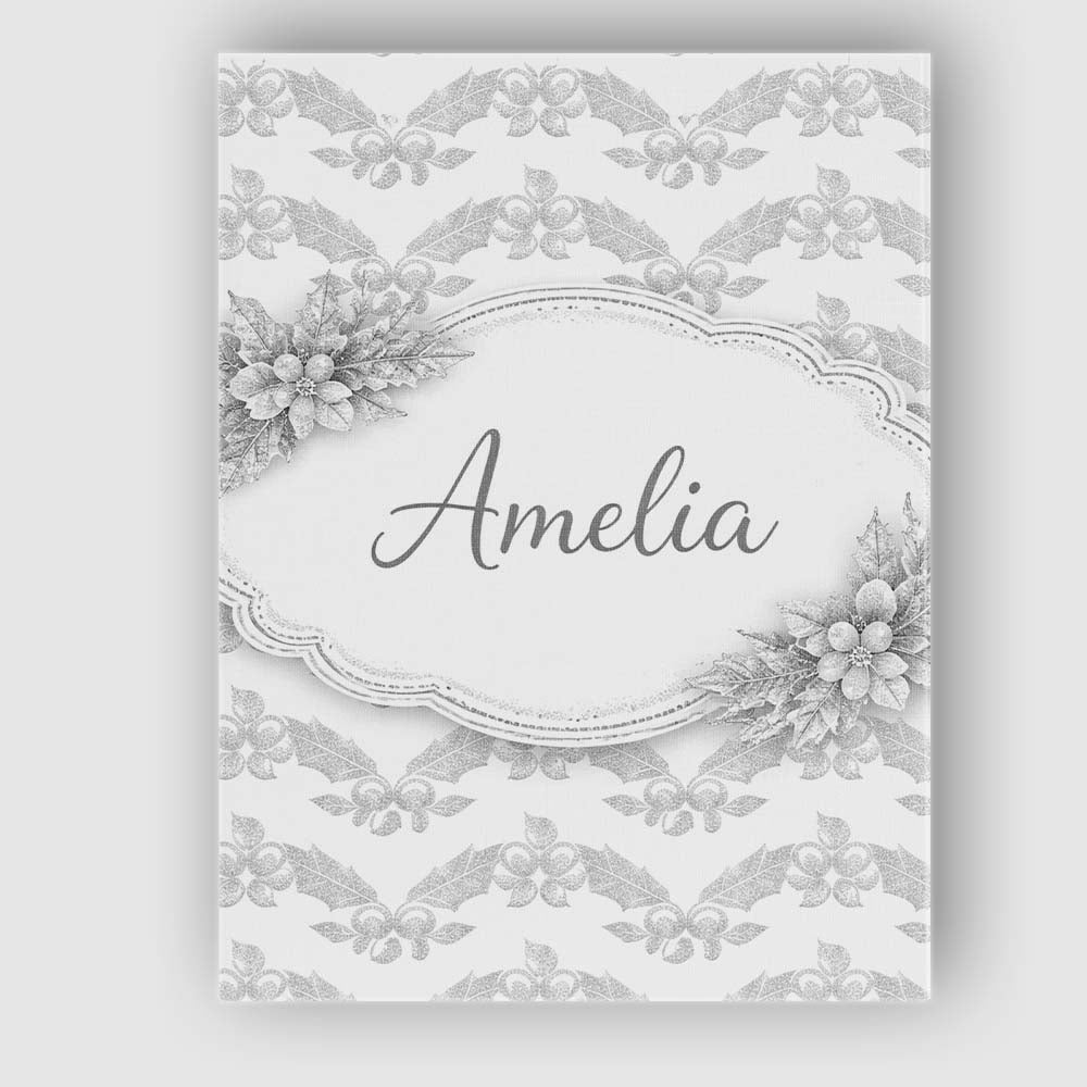 Personalised Name Grey Ornamental Geometric Lace Pattern Elegant Custom Interior Canvas Wall Art Print Decor Picture Ready to Hang
