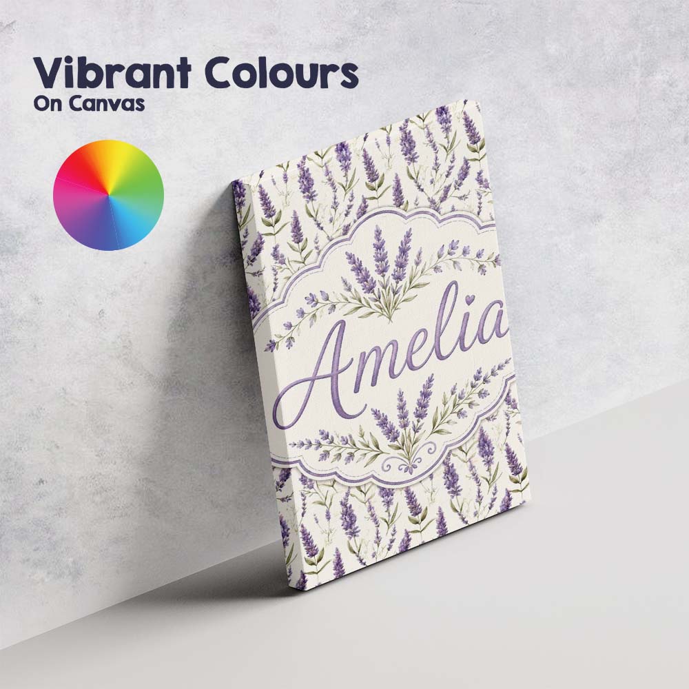 Personalised Name Delicate Lavender Meadow Custom Unique Gift Idea Elegant Feature Canvas Wall Art Print Decor Picture Ready to Hang
