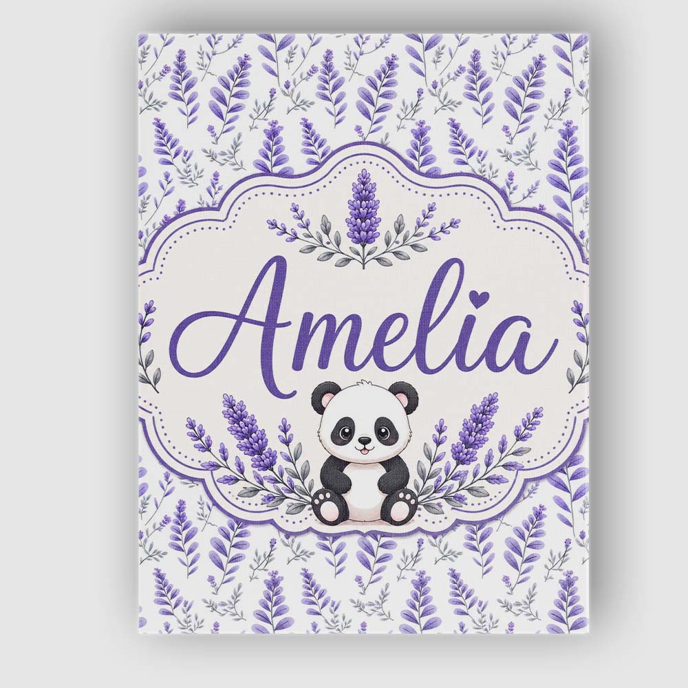 Personalised Name Minimal Lavender Leaf and Custom Bespoke Interior Contemporary Canvas Wall Art Print Decor Picture Ready to Hang