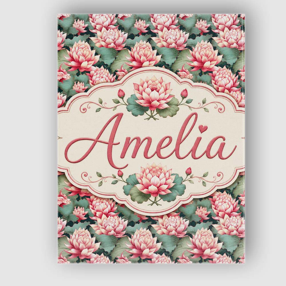 Personalised Name Vibrant Pink Lotus Custom Premium Decorative Design Modern Room Accent Canvas Wall Art Print Decor Picture Ready to Hang