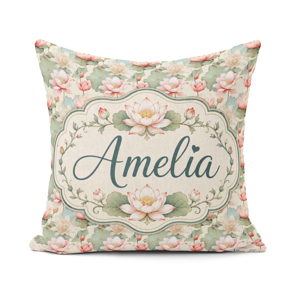 Custom Name Soft Pastel Blossom Pattern with Elegant Arrangement Square Filled Cushion Throw Pillow Sofa Bed Home Decor Zip Washable UK Made