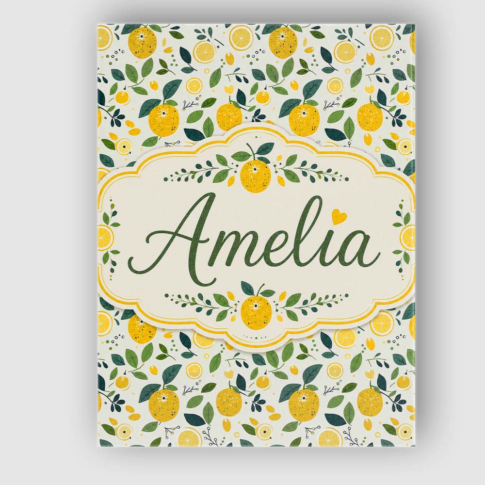 Personalised Name Fresh Lemon Citrus Custom Premium Decorative Design Modern Room Accent Canvas Wall Art Print Decor Picture Ready to Hang