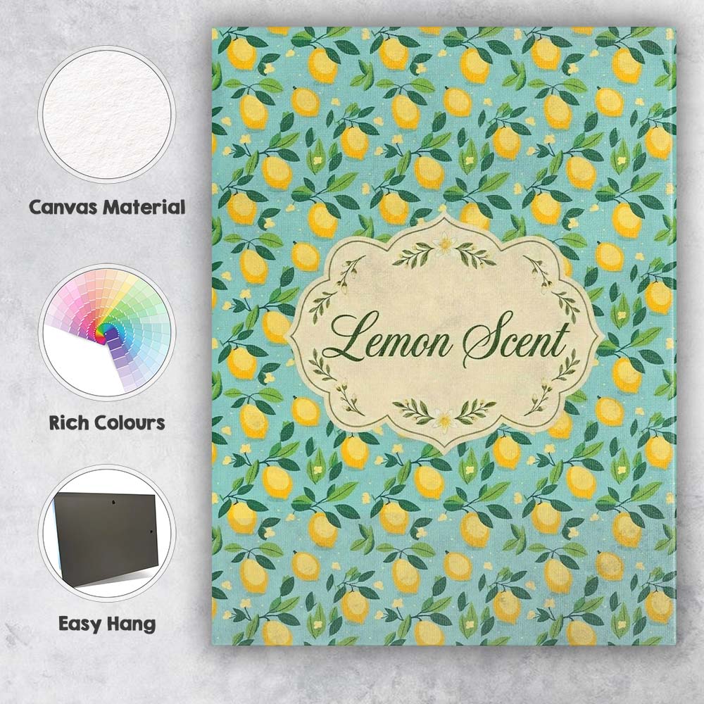 Personalised Name Minimal Lemon Branch Custom Modern Room Accent Elegant Feature Canvas Wall Art Print Decor Picture Ready to Hang