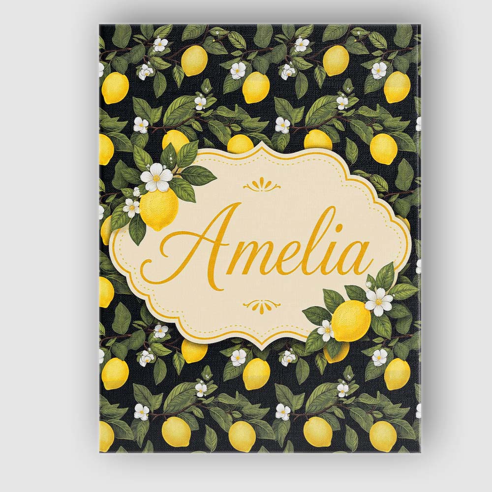 Personalised Name Detailed Lemon Branches Custom Unique Gift Idea Elegant Feature Canvas Wall Art Print Decor Picture Ready to Hang