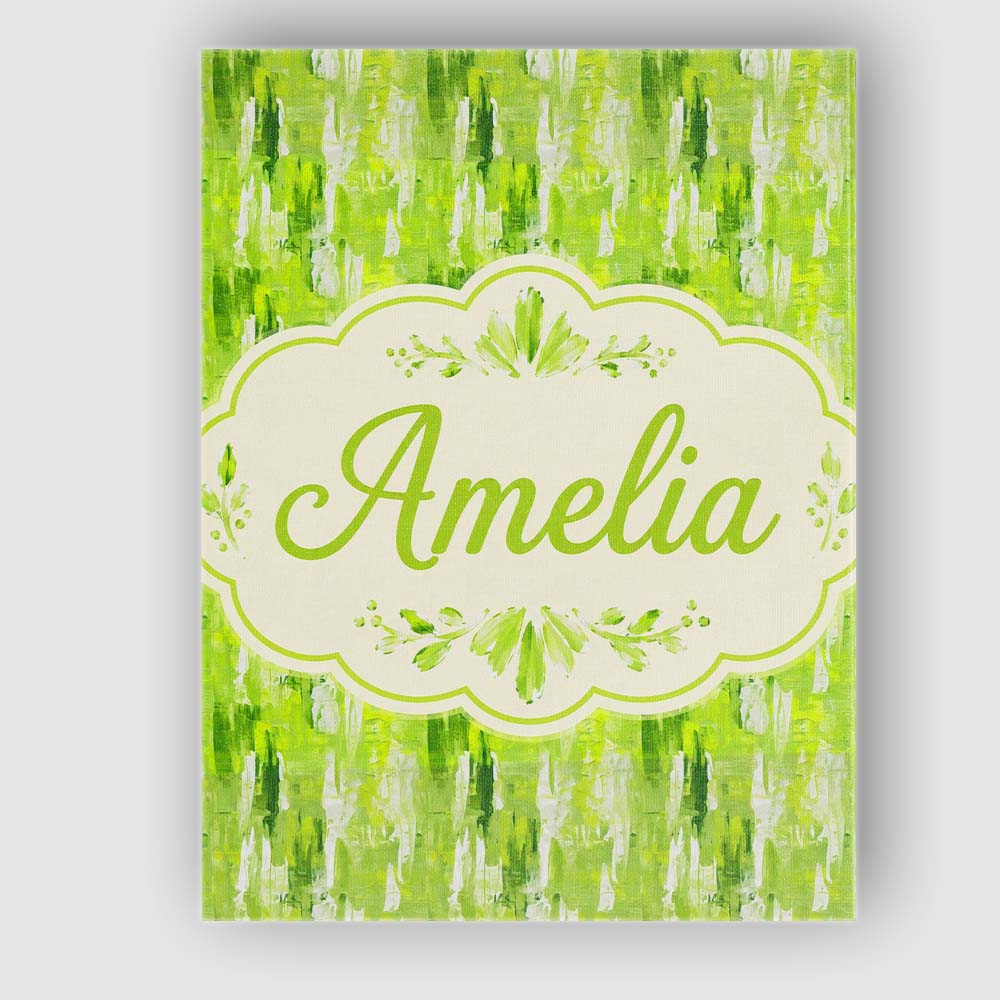 Personalised Name Abstract Green Brushstroke Custom Bespoke Contemporary Display Canvas Wall Art Print Decor Picture Ready to Hang