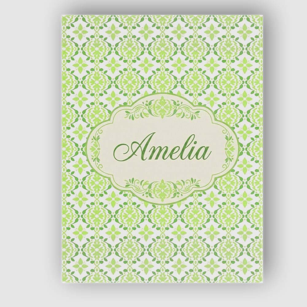 Personalised Name Geometric Floral Green Custom Unique Gift Idea Elegant Feature Canvas Wall Art Print Decor Picture Ready to Hang