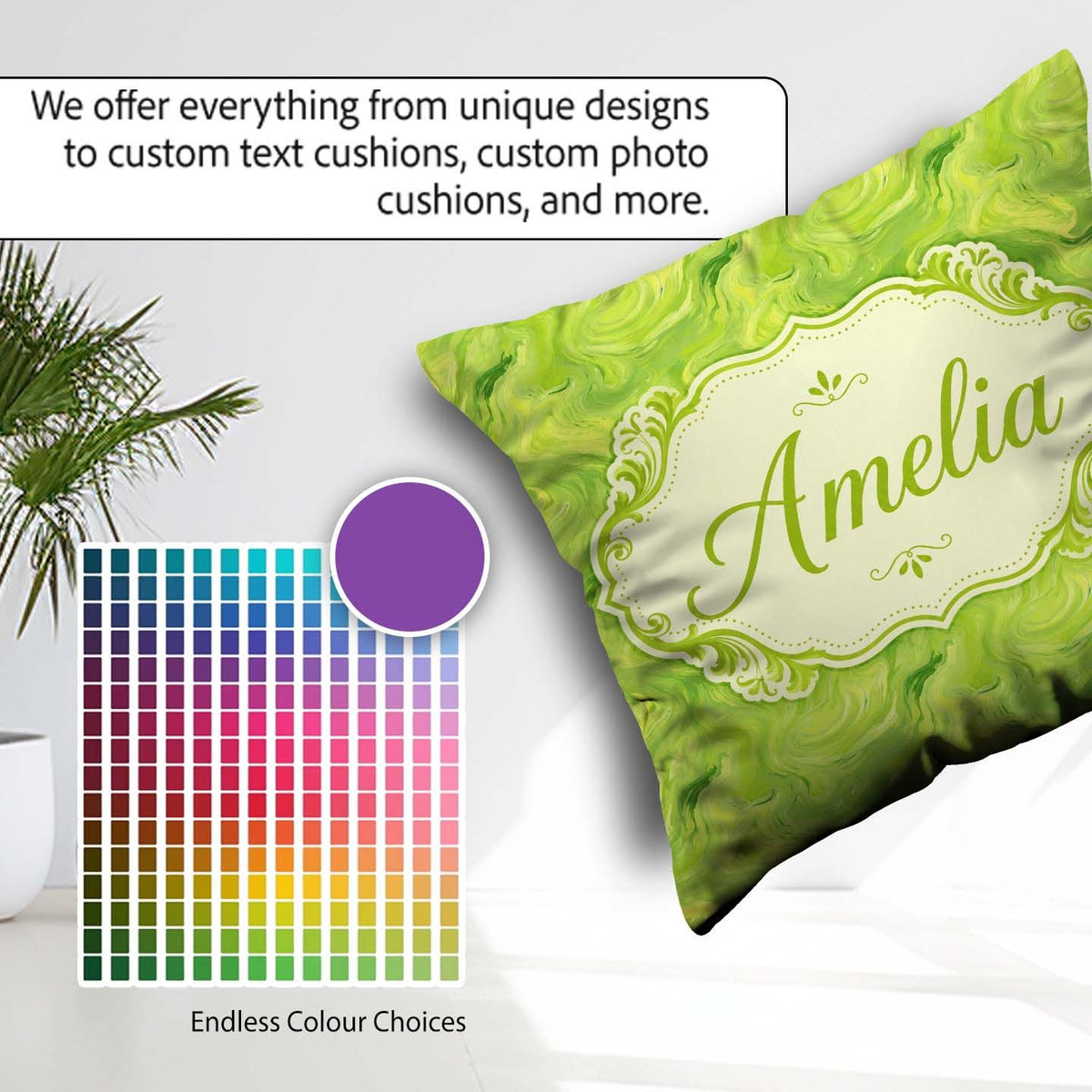Custom Name Fluid Marble Abstract Seamless Pattern Modern Design Square Filled Cushion Throw Pillow Sofa Bed Home Decor Zip Washable UK Made