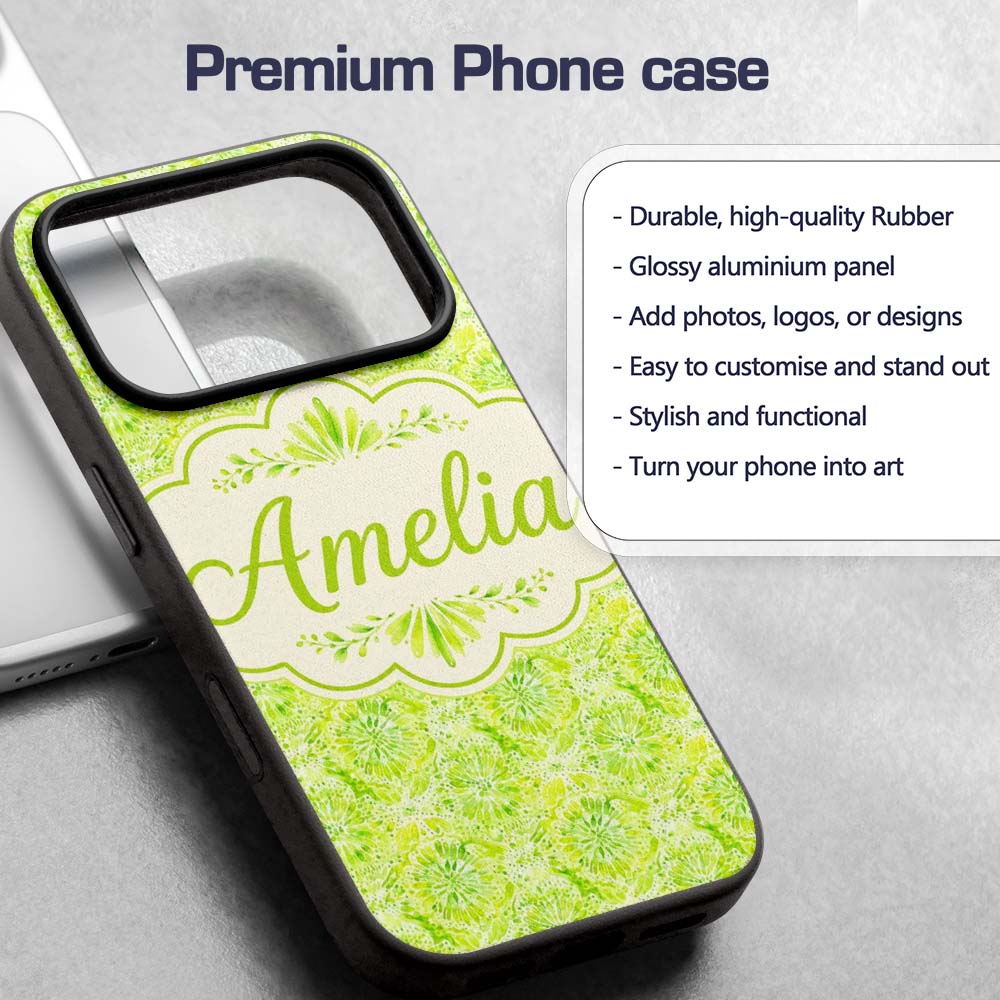 Watercolor Citrus Slice Lime Pattern Seamless Custom Name Protective Phone Case Mobile Cover Durable Everyday Smartphone Shock Resistant