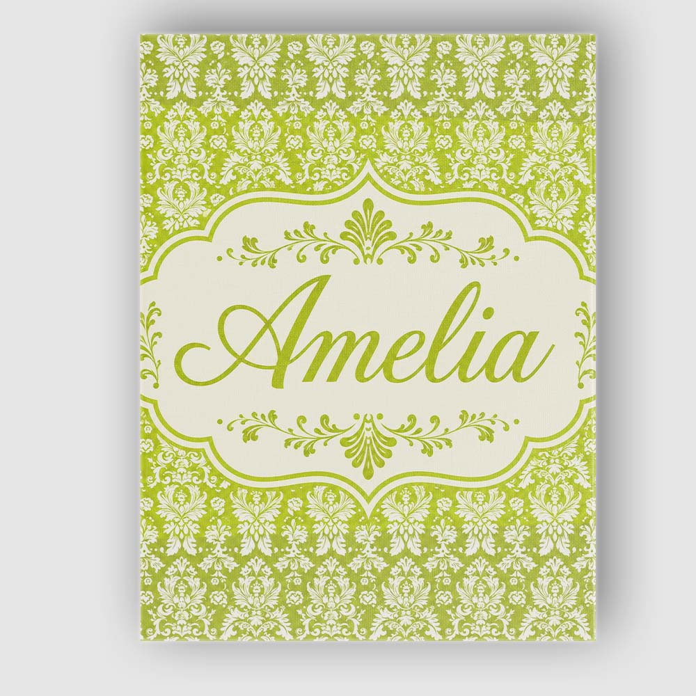 Personalised Name Green and White Traditional Custom Unique Gift Idea Modern Room Accent Canvas Wall Art Print Decor Picture Ready to Hang