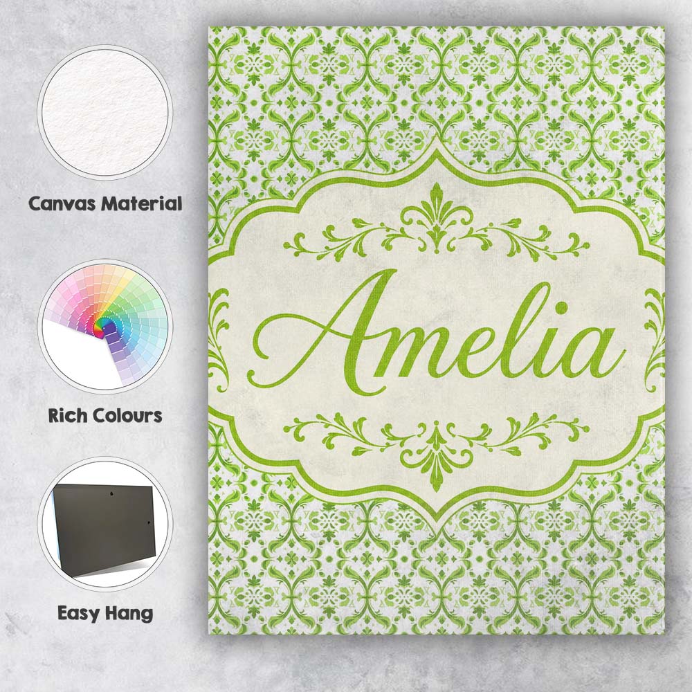 Personalised Name Dark Green Abstract Oil Custom Unique Gift Idea Elegant Feature Canvas Wall Art Print Decor Picture Ready to Hang