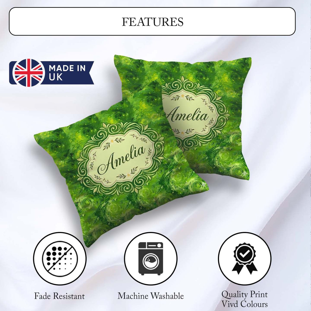Custom Name Watercolor Lime Citrus Slice Fresh Seamless Pattern Square Filled Cushion Throw Pillow Sofa Bed Home Decor Zip Washable UK Made