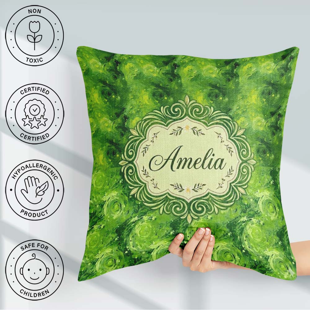 Custom Name Watercolor Lime Citrus Slice Fresh Seamless Pattern Square Filled Cushion Throw Pillow Sofa Bed Home Decor Zip Washable UK Made