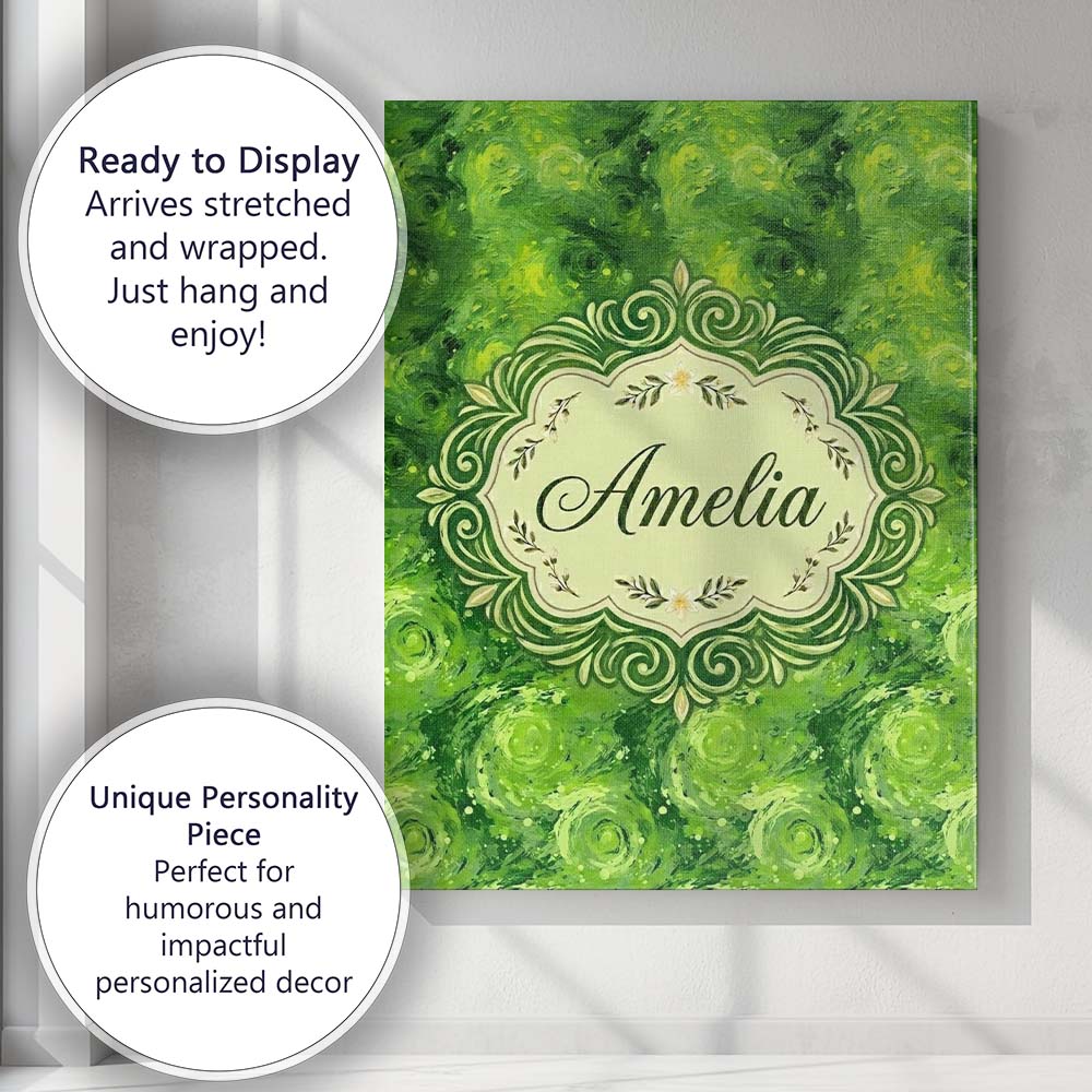 Personalised Name Watercolor Lime Citrus Custom Unique Gift Idea Elegant Feature Canvas Wall Art Print Decor Picture Ready to Hang
