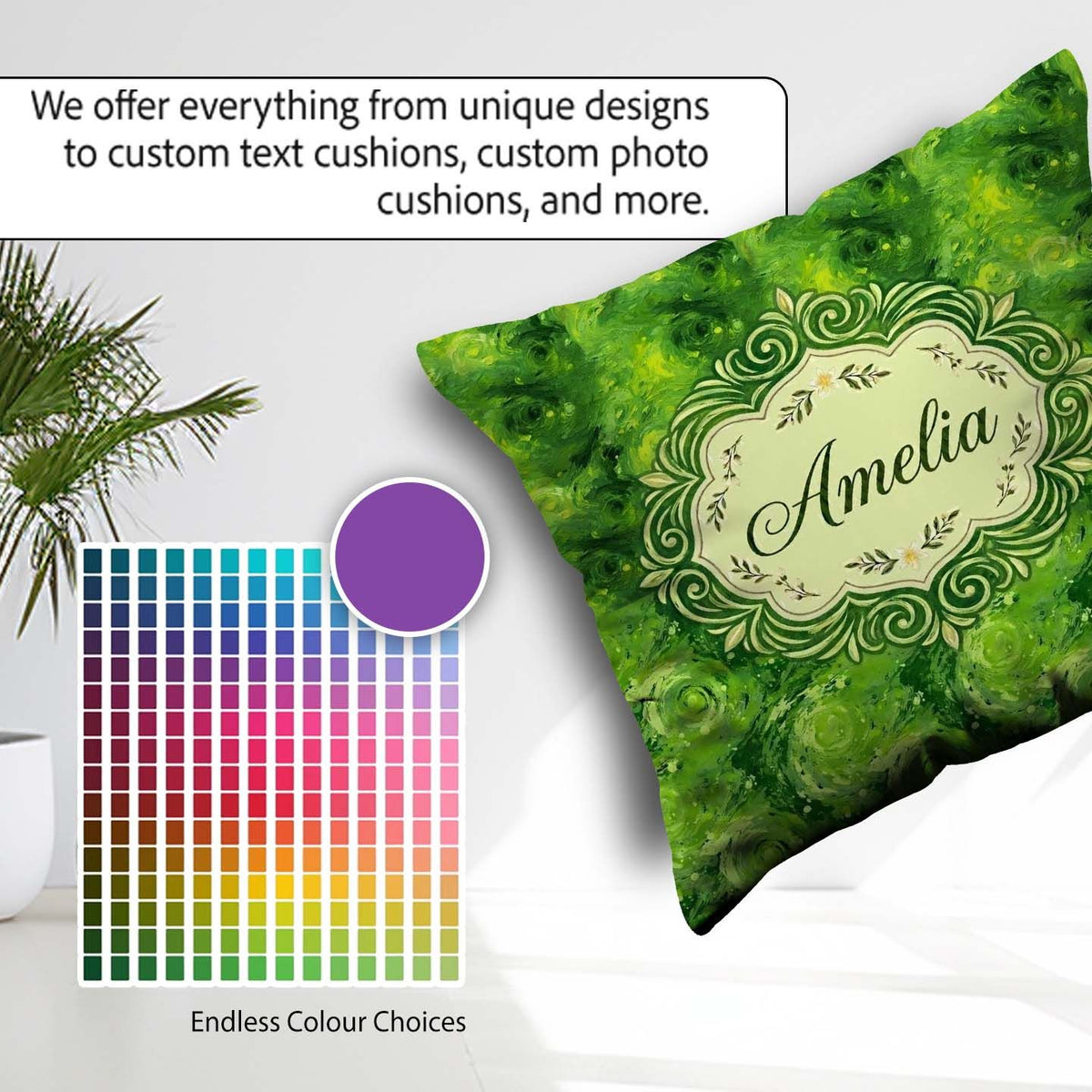 Custom Name Watercolor Lime Citrus Slice Fresh Seamless Pattern Square Filled Cushion Throw Pillow Sofa Bed Home Decor Zip Washable UK Made