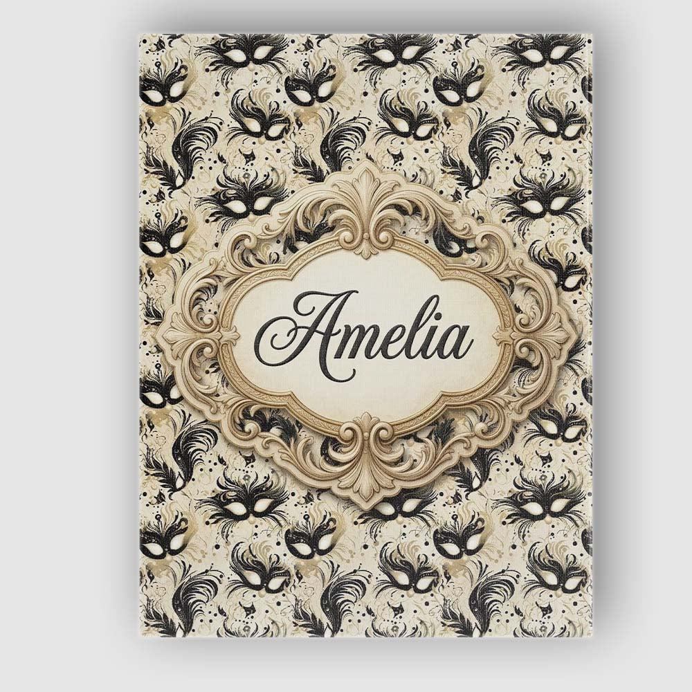 Personalised Name Elegant Feathered Masks Custom Bespoke Decorative Contemporary Canvas Wall Art Print Decor Picture Ready to Hang